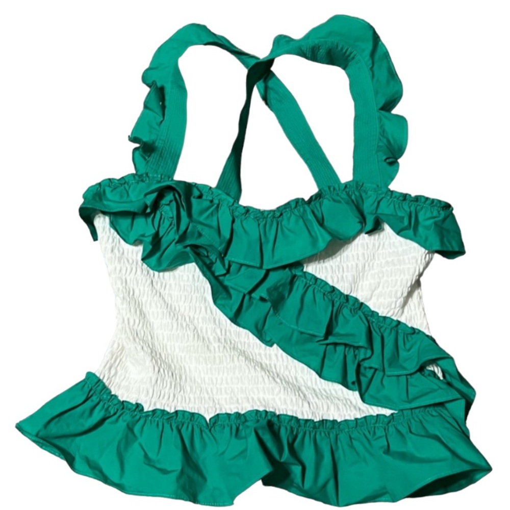 Anthropologie Ruffle Trimmed Crop Top